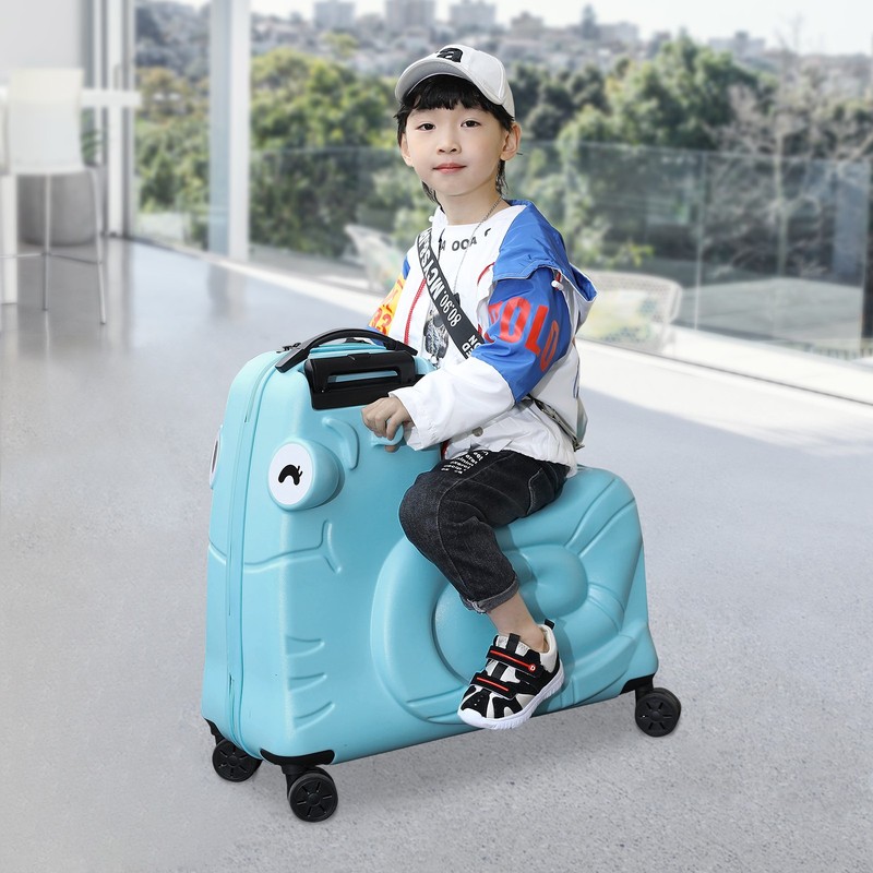 Kids Ride-on Luggage Suitcase, Carry On Trolley Luggage with Password Lock, 20″