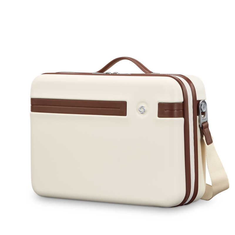 🔒✨ White Samsonite Hard Shell Train Case 💄 | Crossbody Travel Makeup Bag | NWT