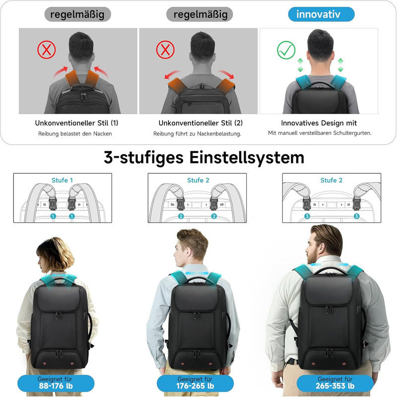 Rolling Backpack Travel Backpack with Wheels Water Resistant Carry on Luggage wi gallery