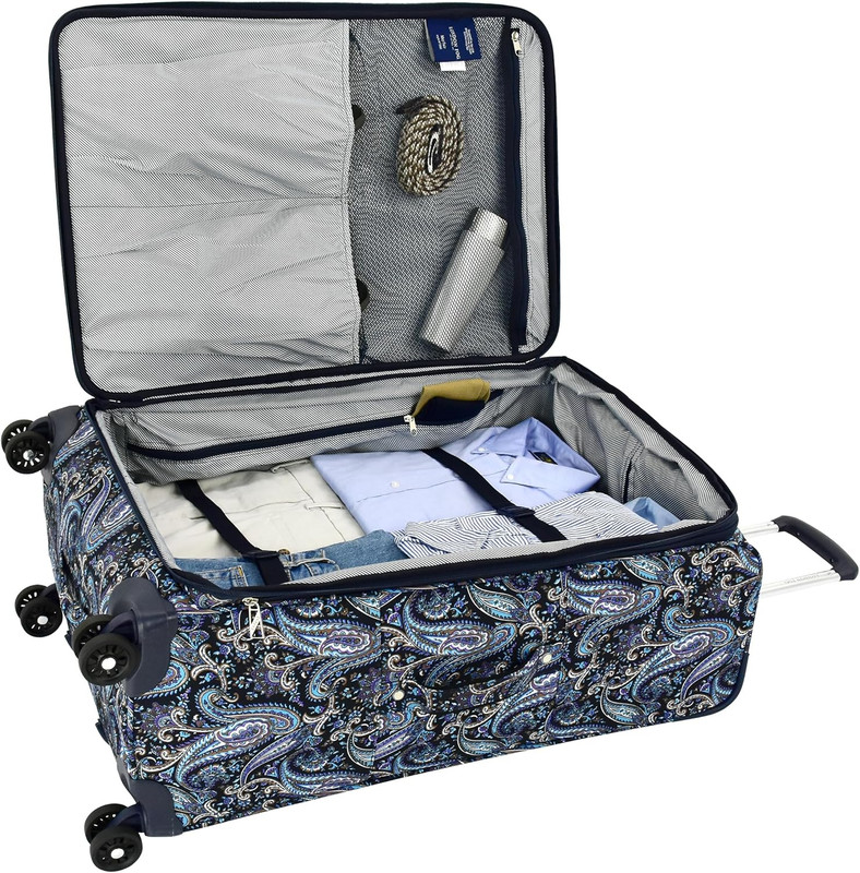 Mayfair 29 Inch Expandable Softside Spinner Suitcase, Navy White Paisley gallery