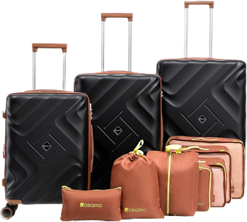 10 Piece Luggage Set Expandable Suitcase 22X14X9 Airline Approved Carry On, ABS gallery