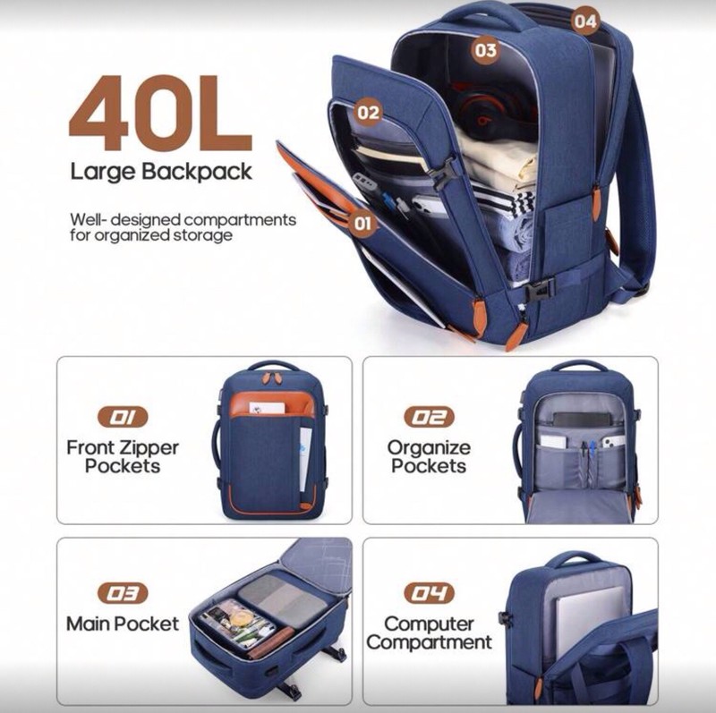 17-Inch Travel Laptop Backpack with Packing Cubes gallery