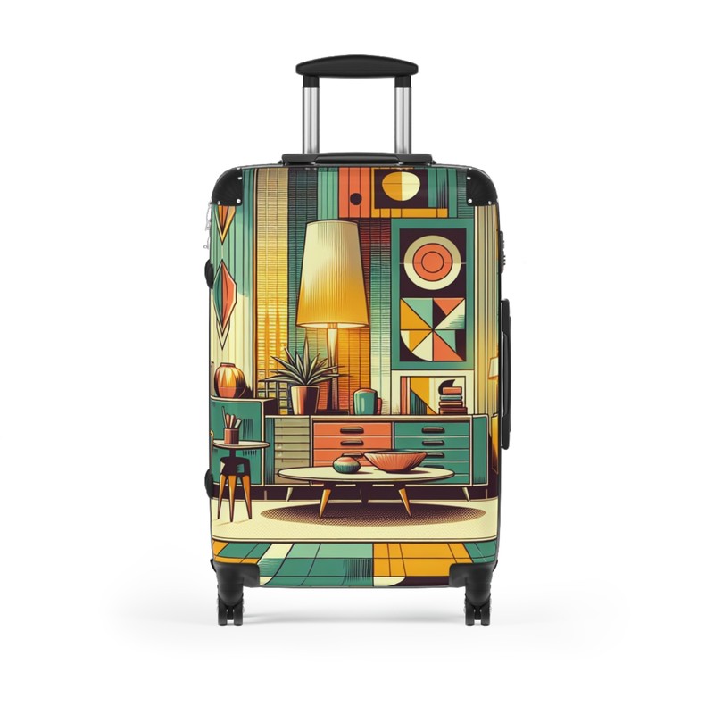 Mid Century Modern Retro Hard Shell Suitcase Spinner Wheels Carry-On Baggage