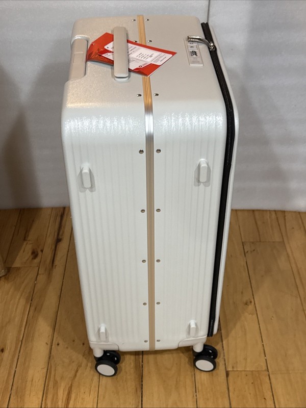 Mixi 26” Inch Spinner Luggage Front Opening Cup Holder New Smoke White Check-in gallery