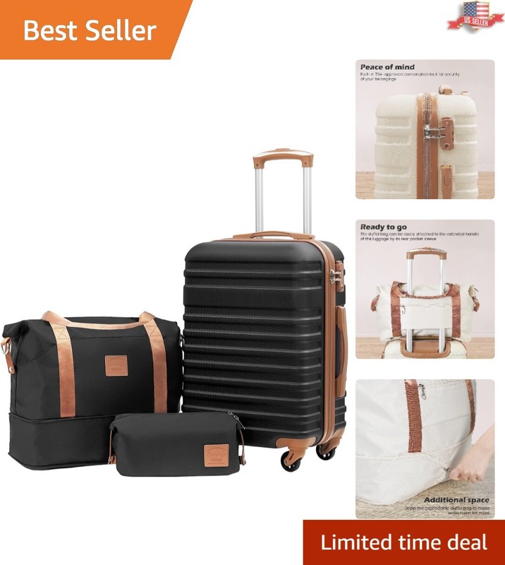 Durable Luggage Set – TSA Lock, Spinner Wheels – Black – 18.9×11.81×29.92