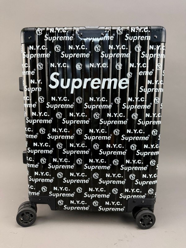 Tomas Maier x Supreme NYC Black Monogram Box Logo 20” Carry-On Suitcase Limited