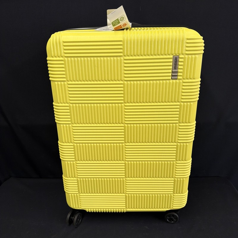 American Tourister Checkered NXT 28” Spinner Luggage – Bright Yellow (NEW)