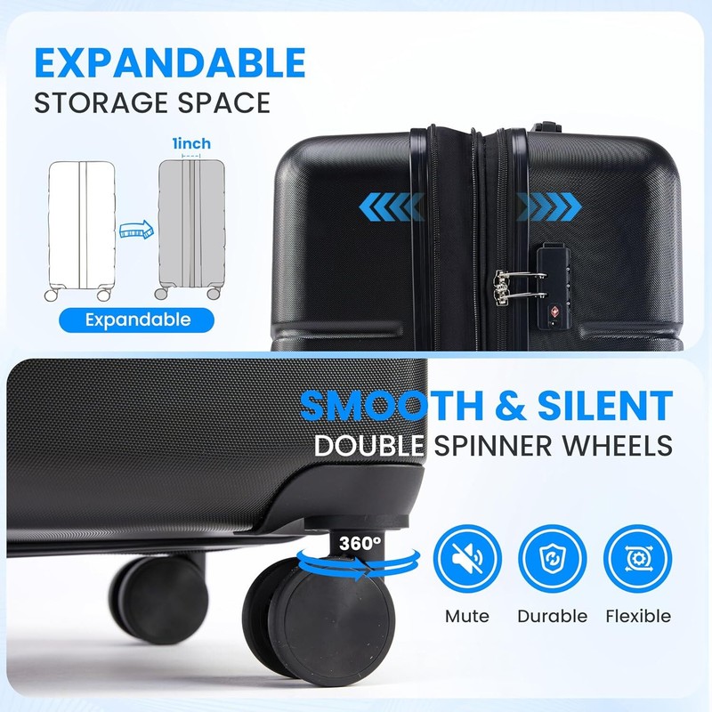 Simple Deluxe Light Weight Hardside Luggage Sets 3 Piece Suitcase Set 20/24/28 gallery