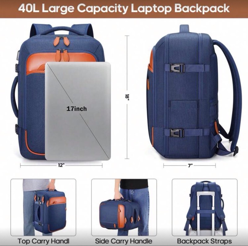 17-Inch Travel Laptop Backpack with Packing Cubes gallery