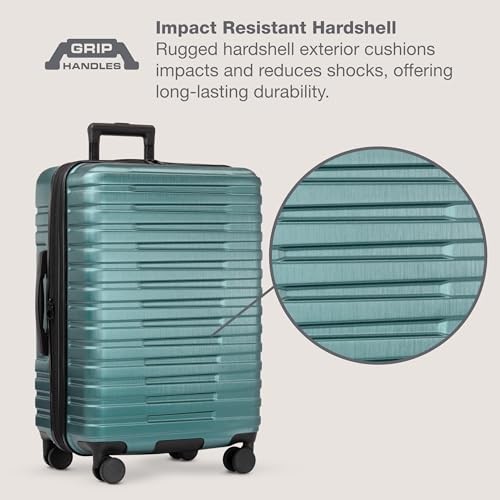 Boren Expandable Hardside Rugged Checked-Large 30-Inch, No USB Port Teal gallery