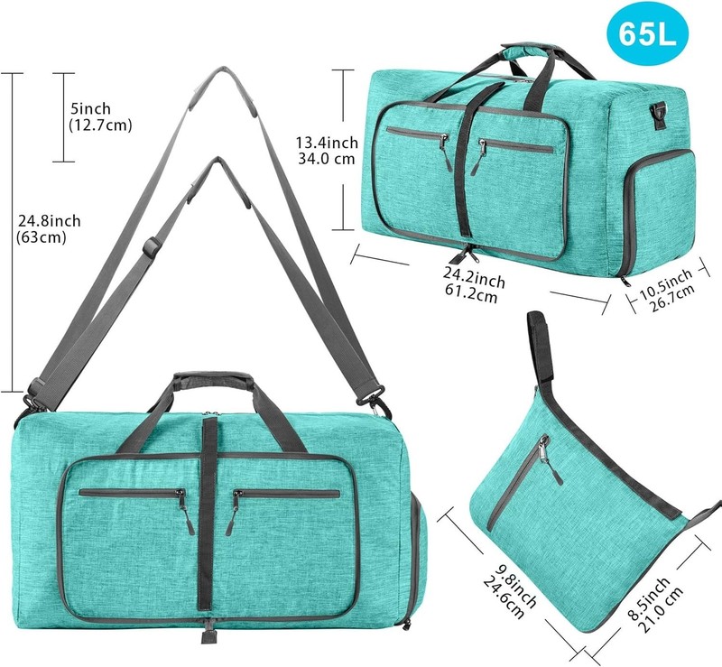 Compact 65L Overnight Duffle - Lightweight & Foldable with Multiple Compartments gallery