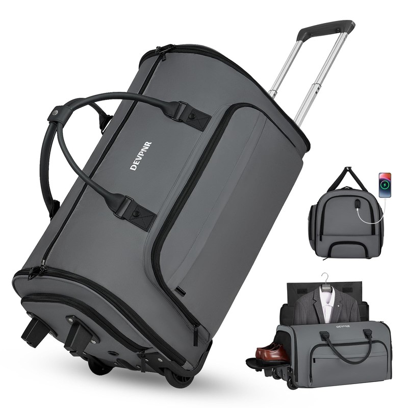 Rolling Garment Bags for Travel, 59L Rolling Duffle Bag with Wheels and Shoe …