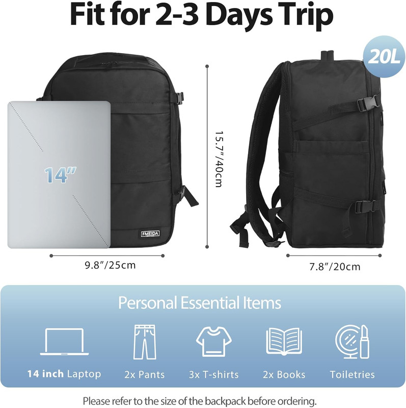 Flight Approved Carry on Backpack for Ryanair Fits 14" Laptop - 20L Underseat Ai gallery