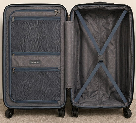 Samsonite Elemental Blue Large Checked Spinner Suitcase TSA Expandable Luggage gallery