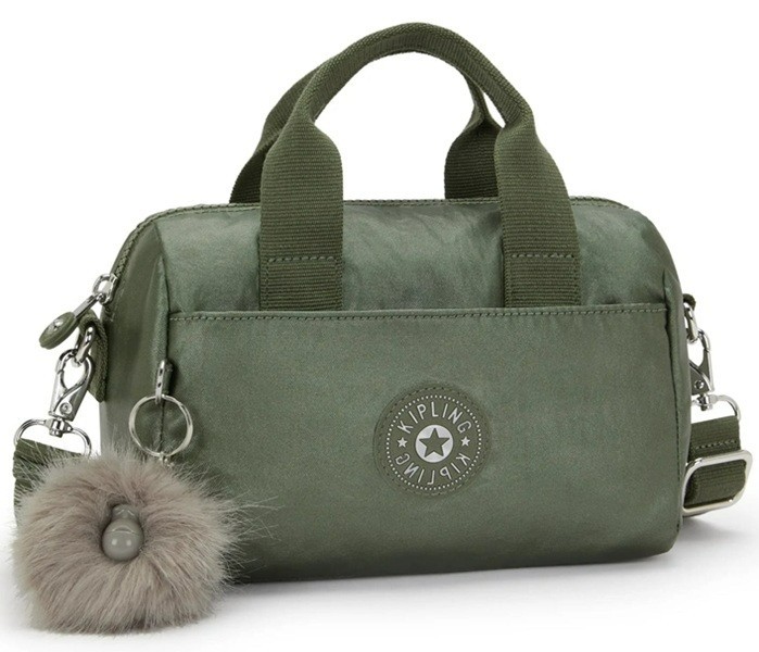 Kipling Odette Metallic Shoulder Bag Green Metallic