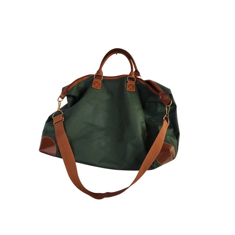 VTG Polo Ralph Lauren Green Canvas Brown Leather Carry On Bag Pony EUC gallery