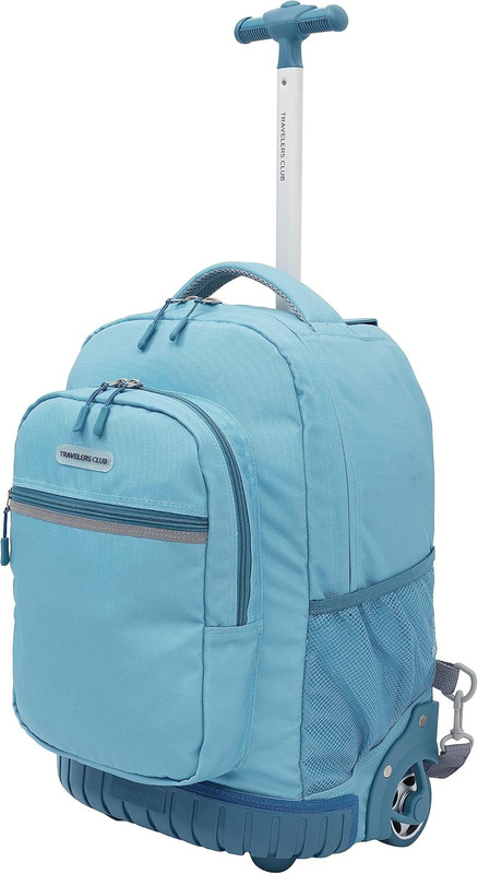 18" Rolling Backpack with Shoulder Straps, Aqua gallery