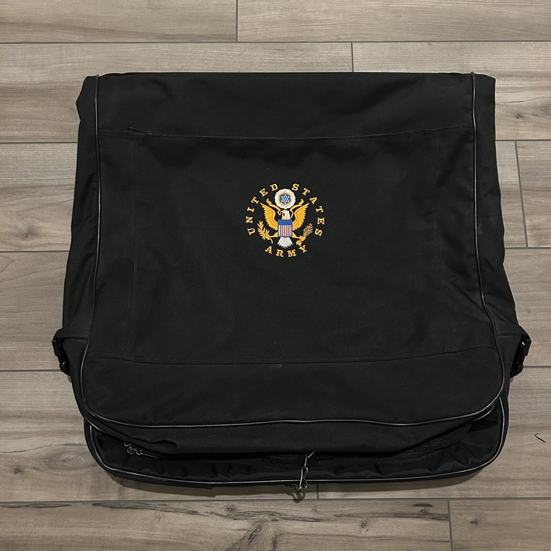 United States US ARMY Military Foldable Black Canvas Suit Hanging Garment Bag