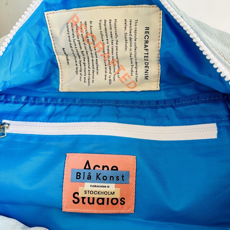 ACME STUDIOS CONVERTIBLE PATCHWORK DENIM DUFFLE TRAVEL BAG gallery