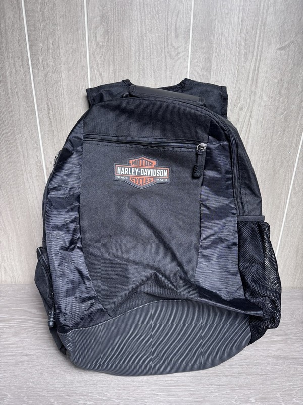 Harley-Davidson Black Backpack Padded Straps Front Pocket Side Mesh Bag