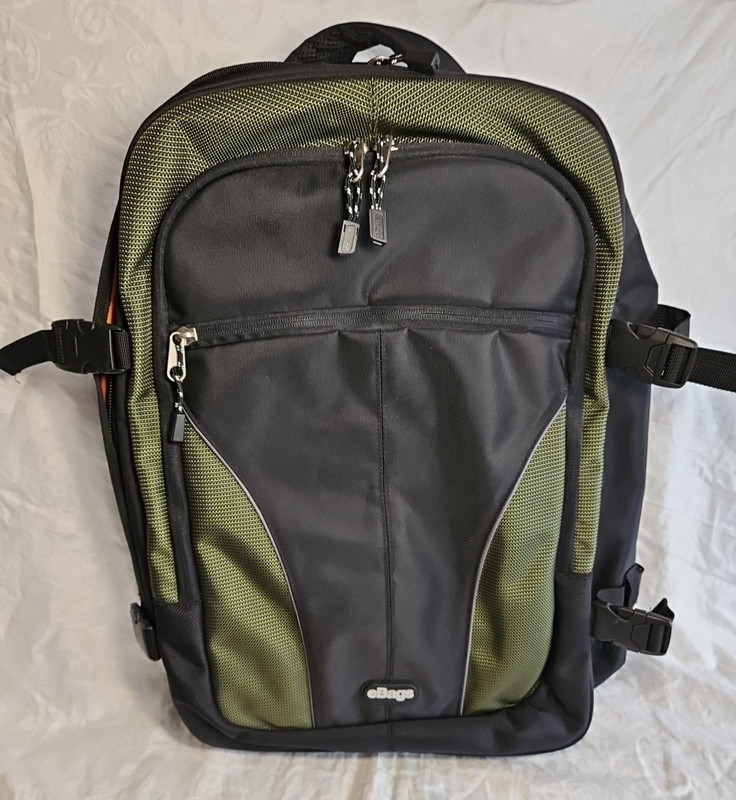 eBags Convertible Travel Backpack eTech Weekender Carry On 22x14x7 Green Black