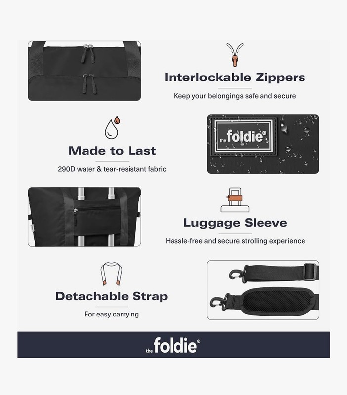 The Foldie® 4.0 Travel Duffle - Water Resistant - Expandable Bottom - Black gallery