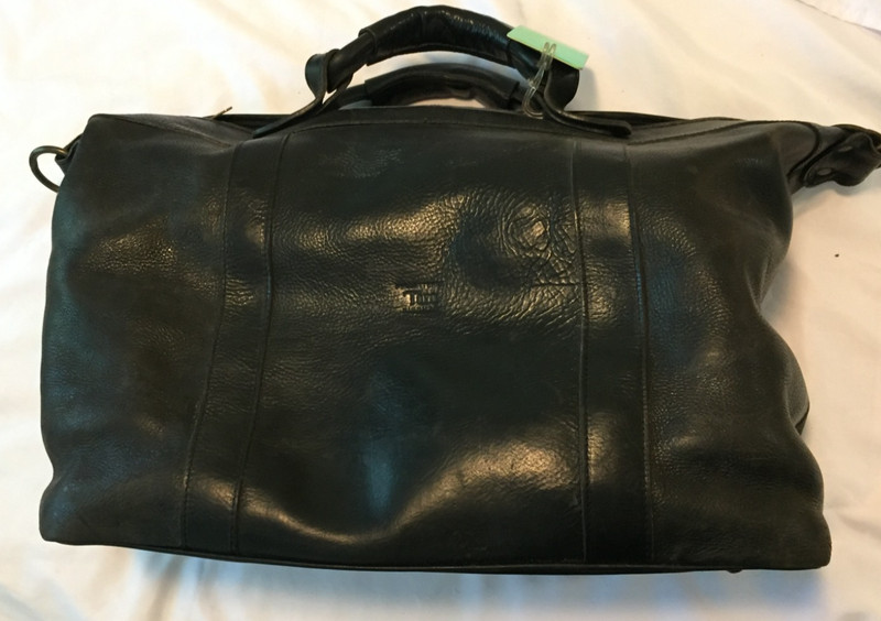 Pelleteria Toro Firenze Duffle Black Italian Leather Weekender Travel Bag Men’s