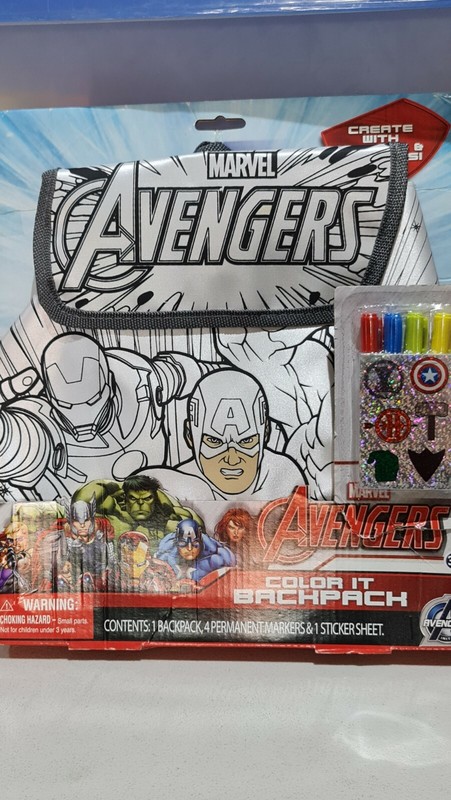 Marvel Avengers Color It Backpack create with markers stickers RARE loose no box gallery