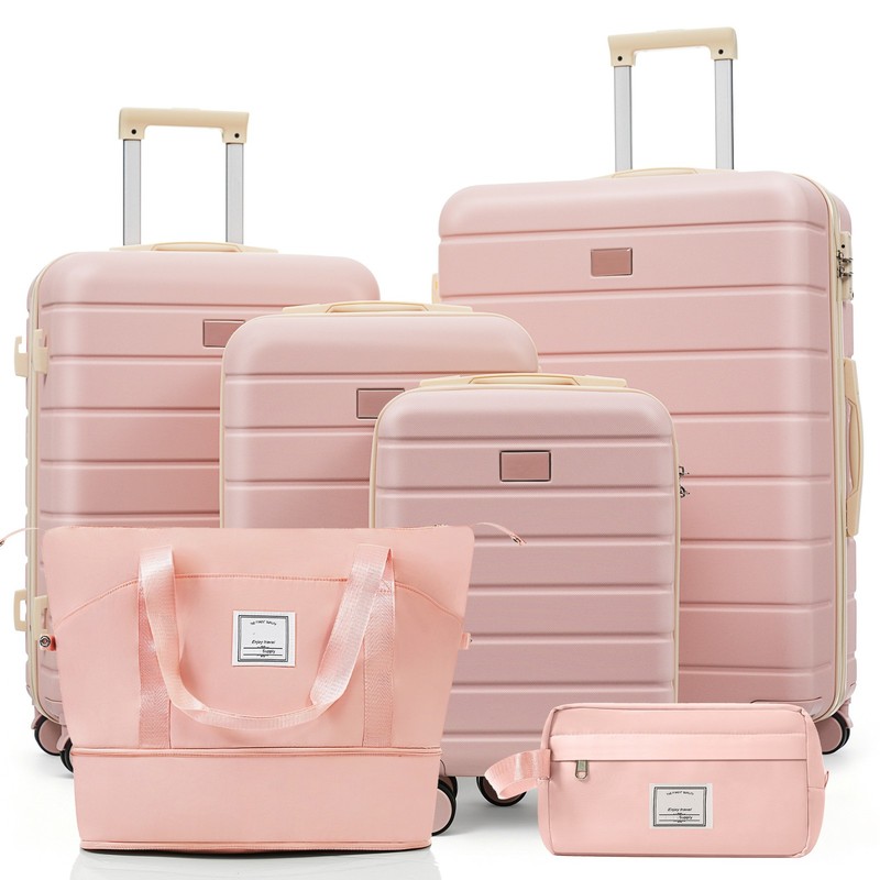 6pc ABS 16/20/24/28 Hardshell Luggage Suitcase Set w/ Duffel Toiletry Bag Light