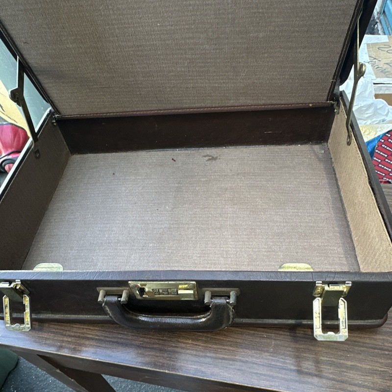 24" Brown Leather Suitcase Solid Hard-Sided w/ Handle Latches Combination Lock gallery