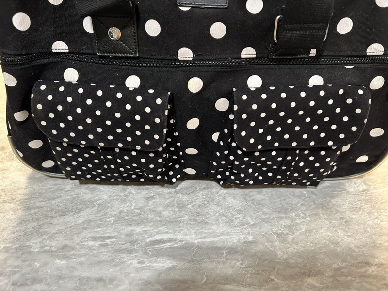 Victoria's Secret VINTAGE Pink BLACK AND WHITE Poka Dot Rolling Luggage gallery