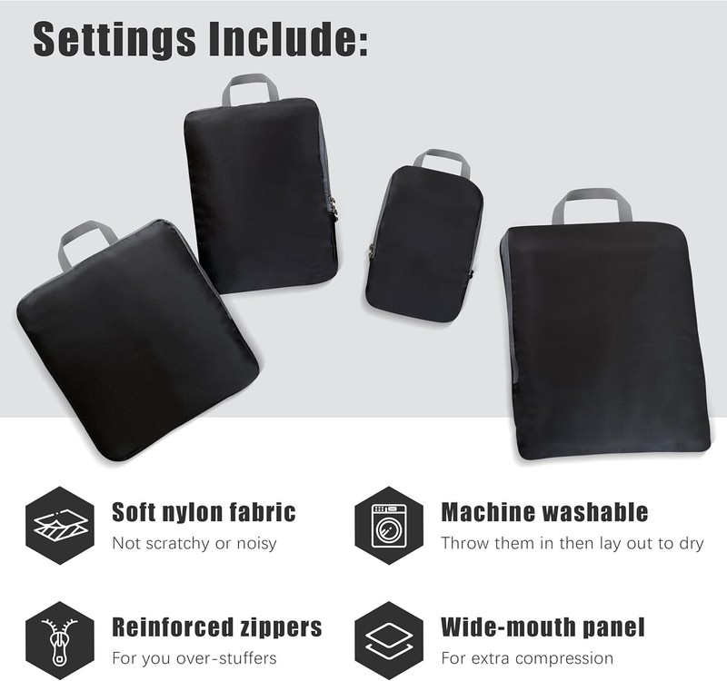 PANDA JOYS 4 Set Compression Packing Cubes Travel - Travel Accessories Expandabl gallery