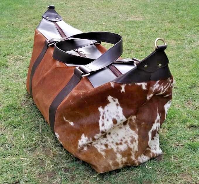 Overnight Weekender Trip Leather Duffle Bag Cowhide Holdall Gym Sports Wear Bag gallery