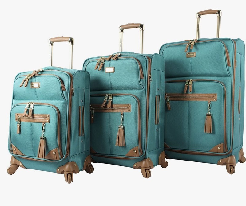 NEW 3PC STEVE MADDEN SPINNER HARLO COLLECTION LUGGAGE SET $840 TEAL BLUE