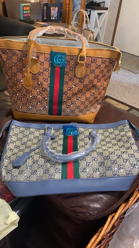 Gucci Monogram Zip-Around Accessory Bag w/ Top Handle Web Stripe