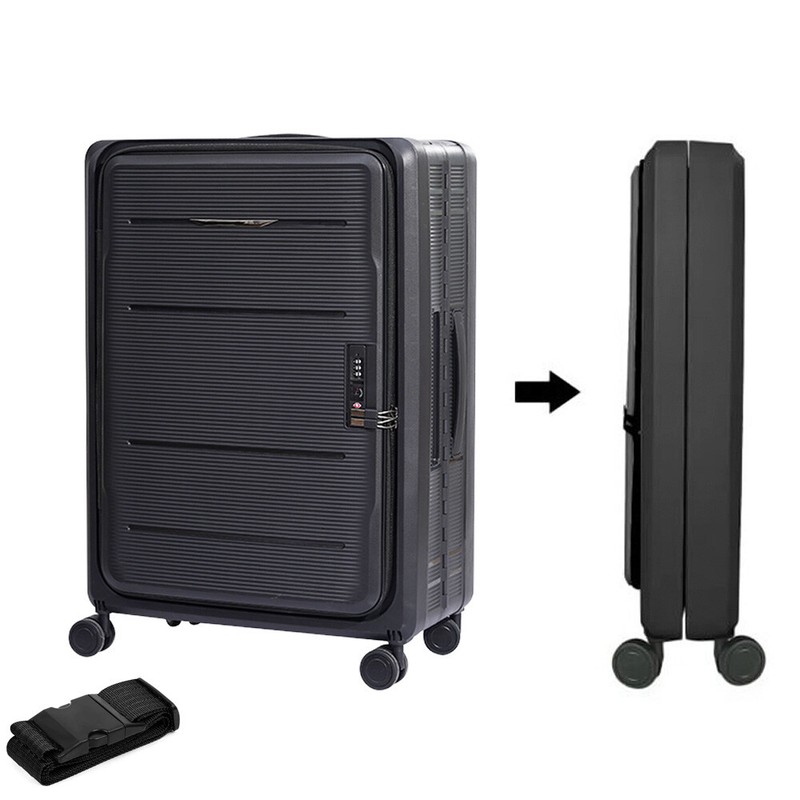 Travlr's Bubble Collapsible / Foldable 100% PP 26" checkin luggage-Black gallery