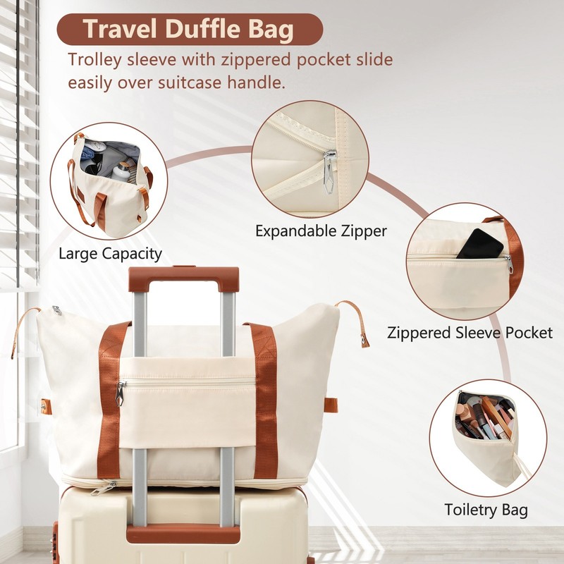 6pc 16" 20" 24" 28" Expandable Hardside Luggage Suitcase Set Duffel Toiletry Bag gallery