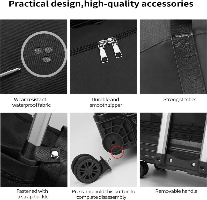 Rolling Duffle Bag W/ Wheels & Handle Expandable Foldable Travel Bag Wheeled gallery