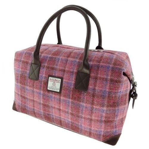 Authentic Harris Tweed Overnight Bag Holdall Pink Checked LB1006 COL 103