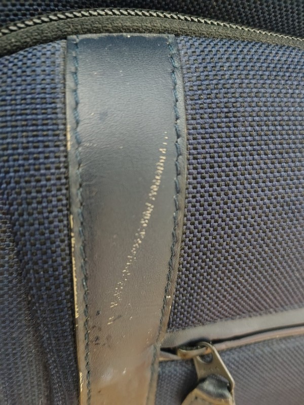 LL Bean エル・エル・ビーン. Rolling Luggage 15” Leather Navy Travel Carry On Bag Travel gallery