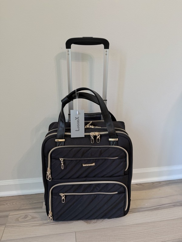 LUGGEX Underseat Carry On Luggage 16” Rolling Travel Bag Black New With Tags
