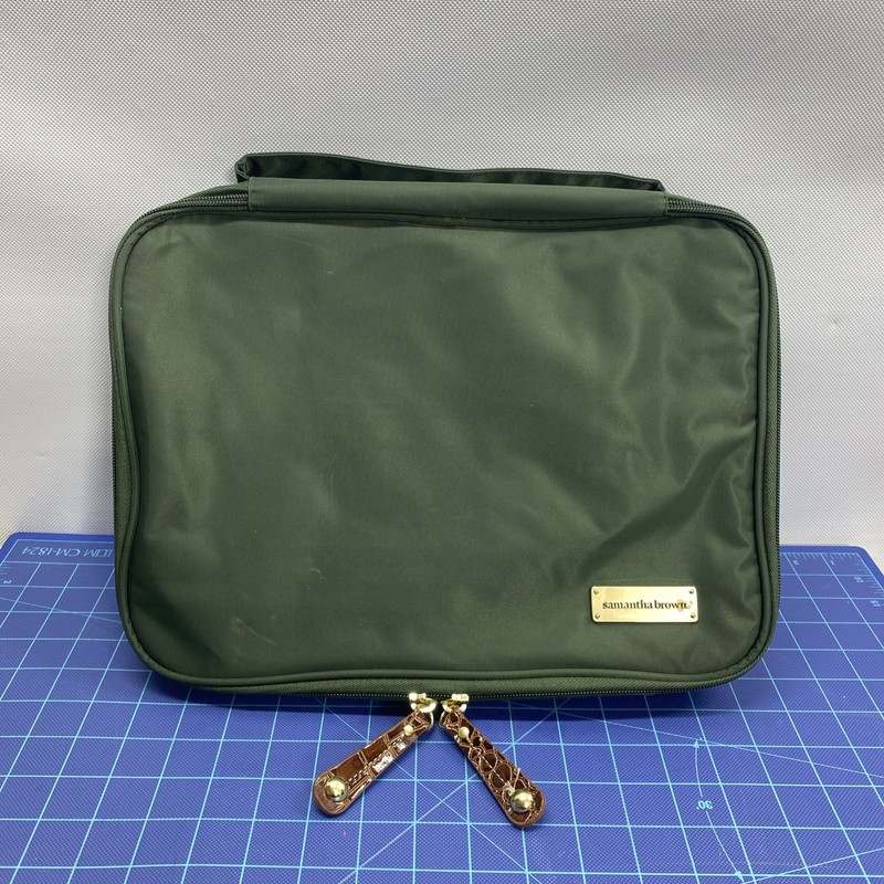 Samantha Brown Luggage Jewelry Case / Cosmetic Bag Nylon Green Zip