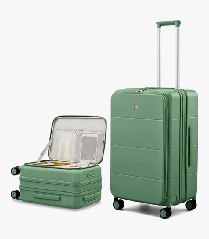 Hanke Lightweight Front Opening Checked-Medium 24” Luggage Forest Green New