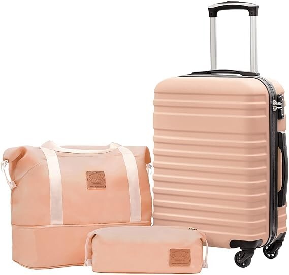 Coolife Suitcase Set 3 Piece Luggage Set Carry On Hardside Luggage with TSA Lock