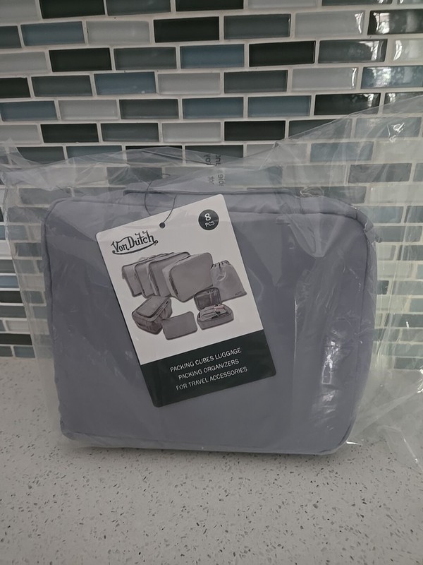 Von Dutch Packing Cubes Luggage NWT Light Gray 8 Pieces Various Sizes