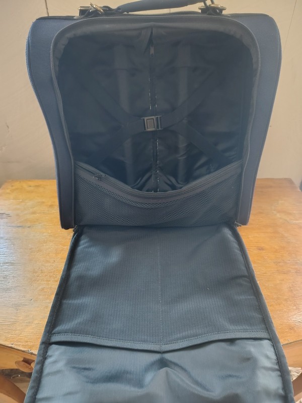 LL Bean エル・エル・ビーン. Rolling Luggage 15” Leather Navy Travel Carry On Bag Travel gallery