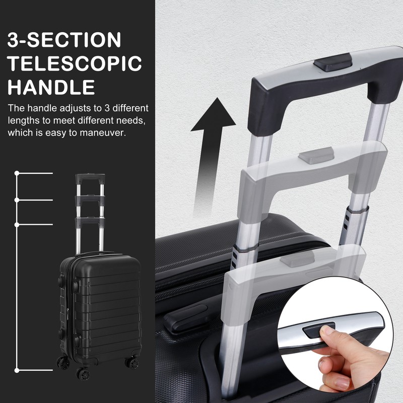 Hardside Carry On Spinner Suitcase Luggage Expandable with Wheels 22" Black gallery