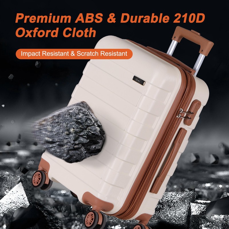 High Quality 22" Carry-On Suitcase Luggage with Spinner Wheels Expandable White gallery