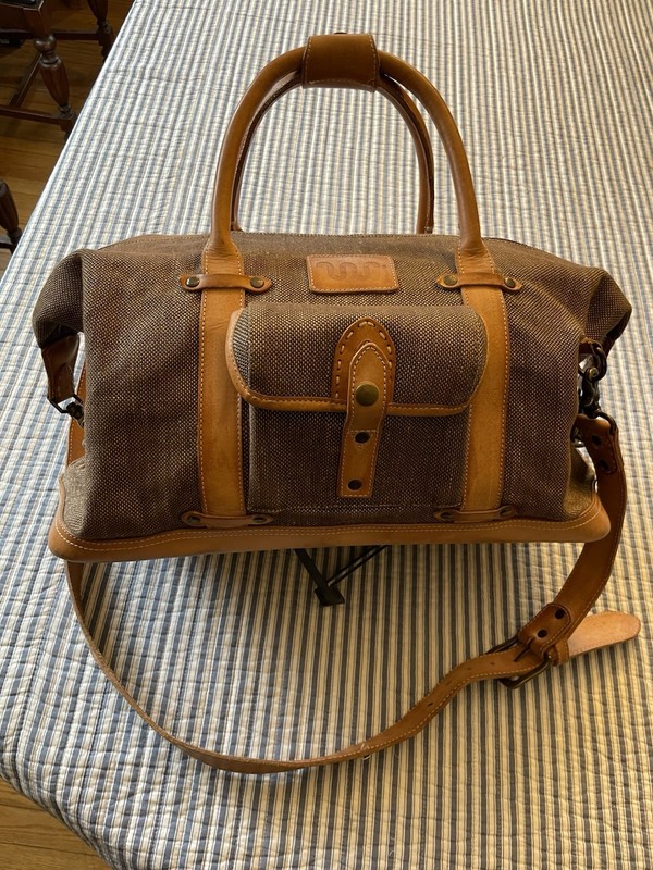 King Ranch Canvas/Tweed Leather Trimmed Duffel Bag Weekend Tote Rugged Carry On