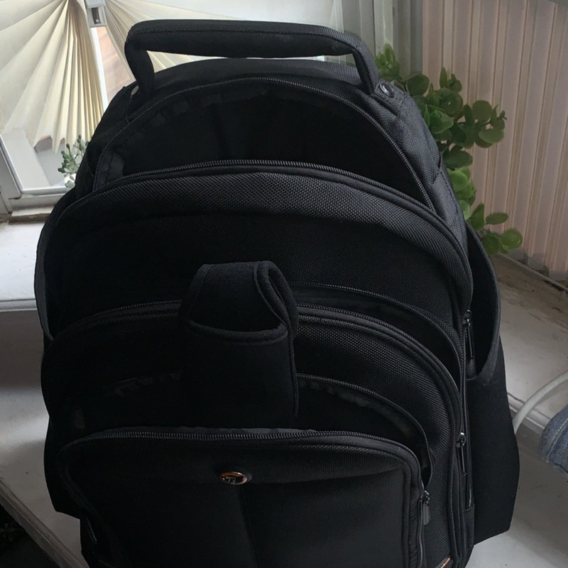 Black Travel Backpack with Multiple Compartments & Adjustable Straps gallery